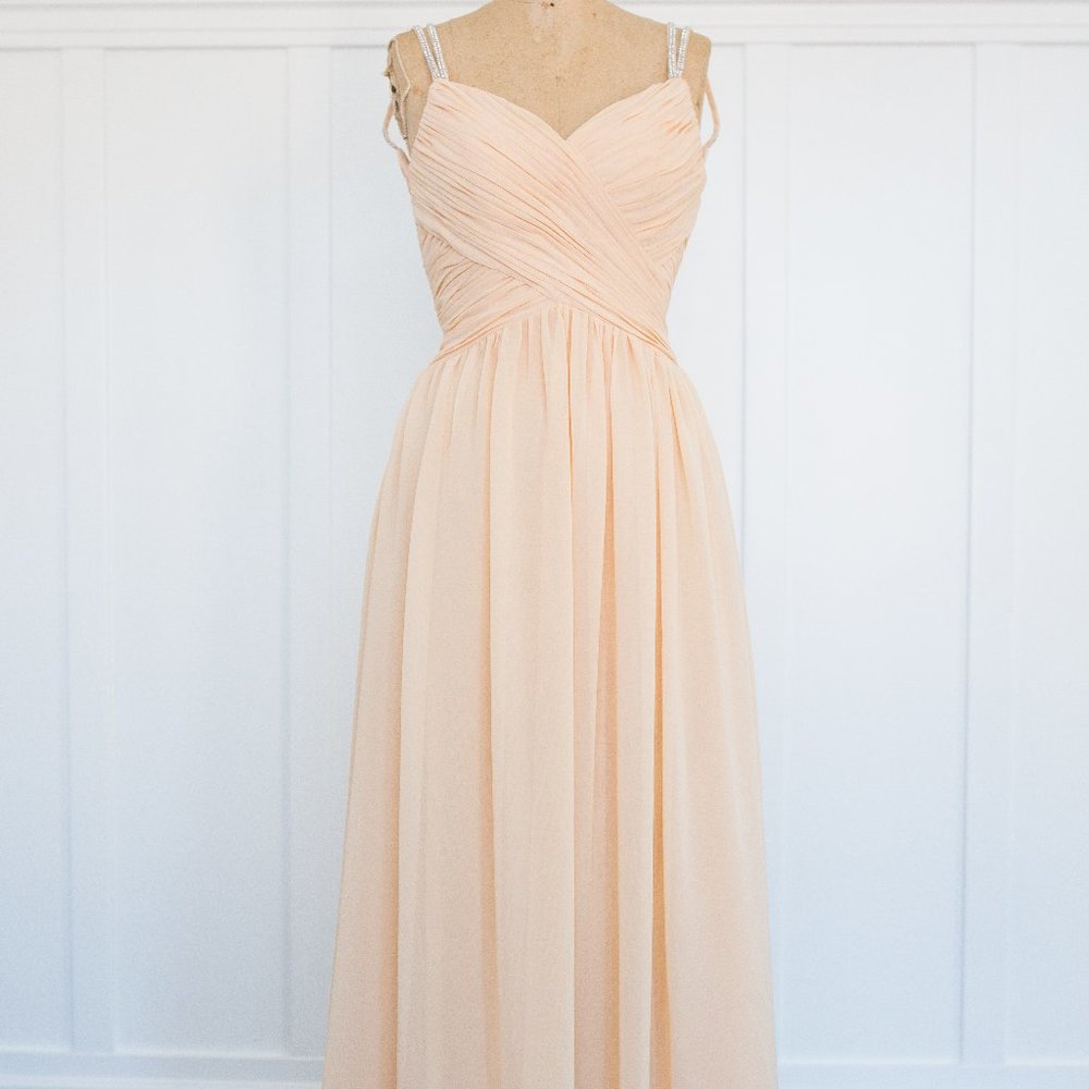 peachy light pink dress diamond straps